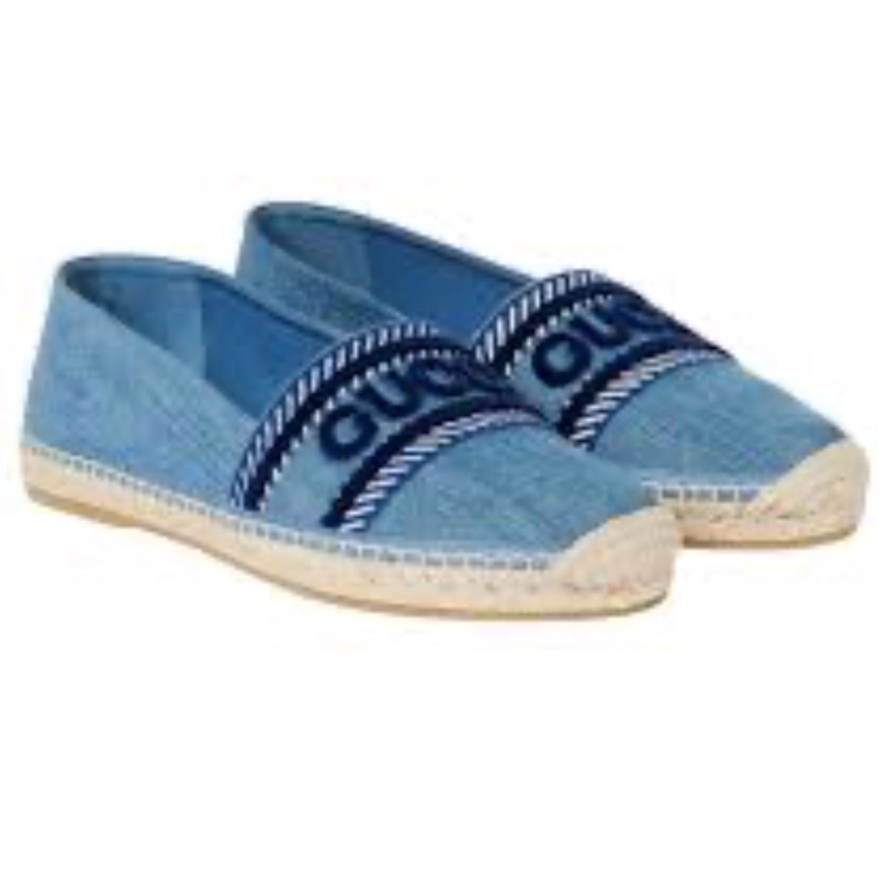 Gucci Logo embroidered denim espadrilles